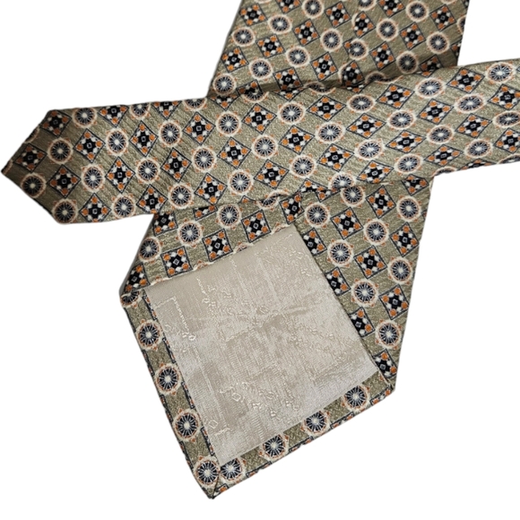 VITALIANO PANCALDI Green Geometric Silk LUXURY Tie ITALY - Picture 4 of 4